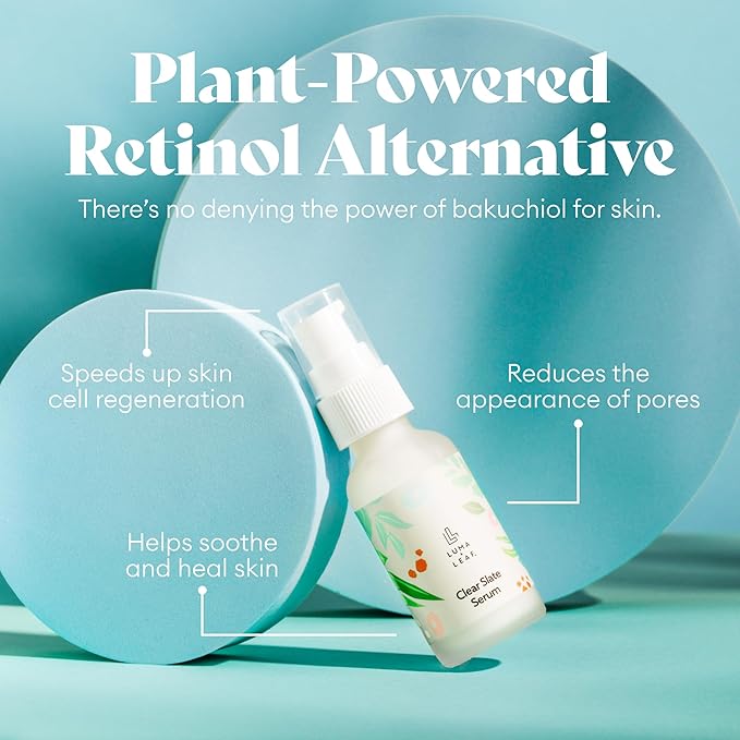 LUMA & LEAF Clear Slate Niacinamide Serum for Face – Redness & Acne Relief with Bakuchiol & Aloe Vera – Hydrating Vegan Daily Face Serum for Oily & Combination Skin