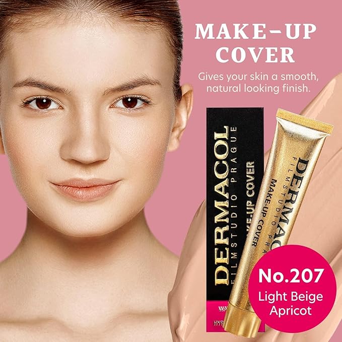Dermacol - Full Coverage Matte Foundation with SPF 30, Waterproof Foundation for Oily Skin, Acne, & Under Eye Bags, Long-Lasting Makeup, 30g - Shade 207