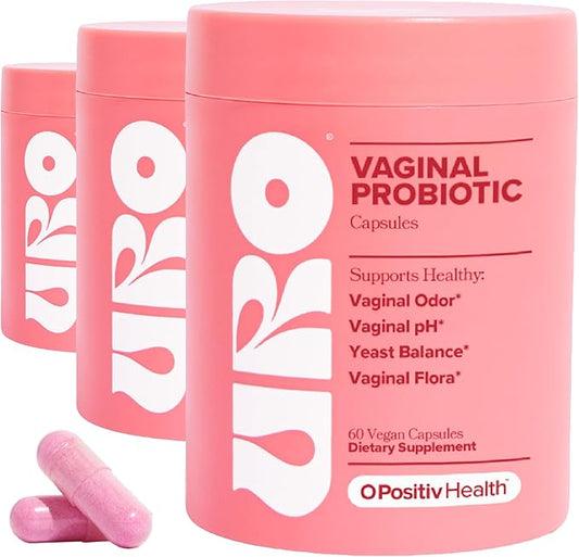 O Positiv URO Vaginal Probiotics for Women pH Balance with Prebiotics & Lactobacillus Probiotic Blend - Vaginal Health Supplement - Promote Healthy Vaginal Odor & Vaginal Flora, 60 Count (Pack of 3)