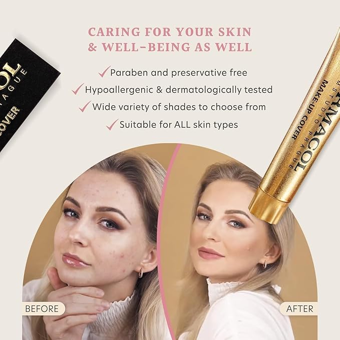 Dermacol - Full Coverage Matte Foundation with SPF 30, Waterproof Foundation for Oily Skin, Acne, & Under Eye Bags, Long-Lasting Makeup, 30g - Shade 224