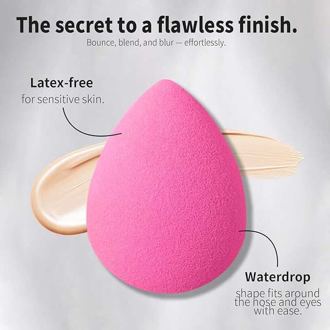 BEAKEY Makeup Brushes Set Premium Foundation Concealer Blush Bronzer Eye Shadow 10+2 PCS Brushes & Blender Sponges with Portable Makeup Bag