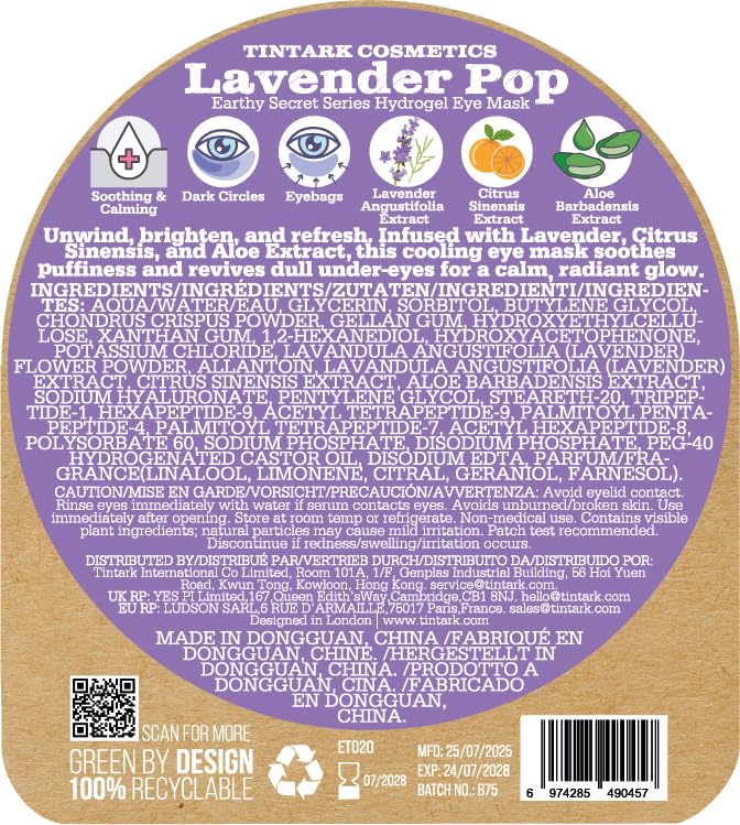 Lavender Pop Calm Repair 5′ Hydrogel Under-Eye Patches, 28 Pairs — 5-Minute Soothing & Calming, Brighter-Looking Under-Eyes — Natural Lavender Note · Ophthalmologist Tested