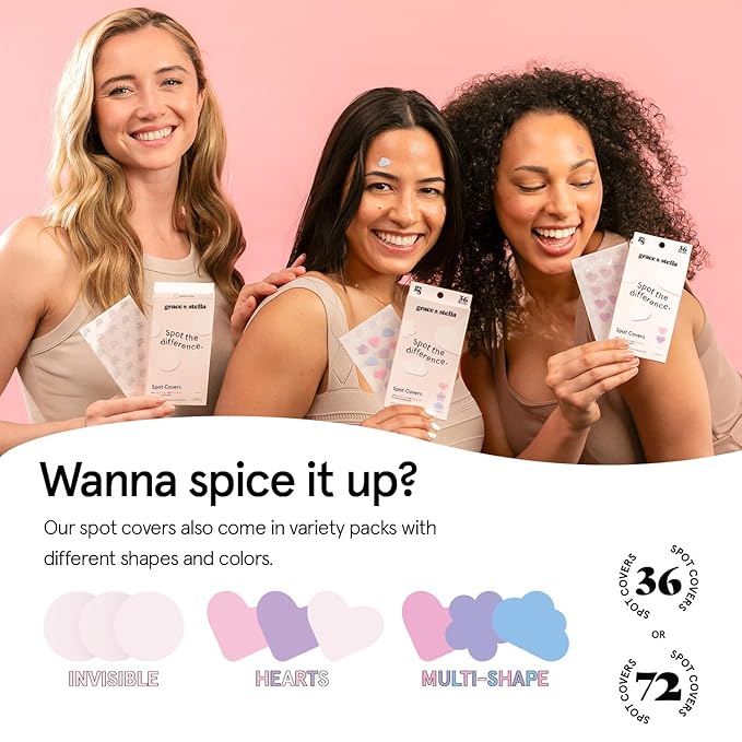 grace & stella Award Winning Pore Strip Pimple Patches for Face - Hydrocolloid Acne Patches for Shrinking Zits, Whiteheads - Spot Stickers - Dermatologist-Tested, Vegan (Invisible, 72 Count)