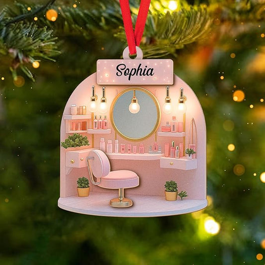 Personalized Makeup Tools Christmas Ornament 2025, Makeup Box Christmas Ornament Gift for Makeup Artist, Christmas Tree Decor for Makeup Shop, Gift for New Makeup Coworkers (Makeup 1)