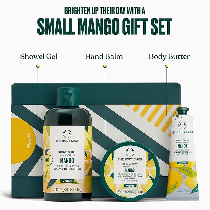 The Body Shop Mango Gift Set - 3 Piece Set, Shower Gel, Body Yogurt, Hand Balm, Vegan