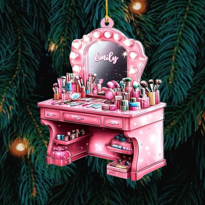 Personalized Makeup Tools Ornament – Custom Beauty Christmas Tree Decoration, Holiday Keepsake Gift for Makeup Artists, Cosmetologists, Beauty Lovers, Salon Owners, Families and Coworkers (MKH6)