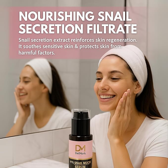 Snail Mucin Serum 100ML, 97% Snail Secretion Filtrate with Hyaluronic Acid, Power Repairing Essence, Dark Spot Remover, Korean Skincare, Hydrating Serum for Face, Eye, and Neck