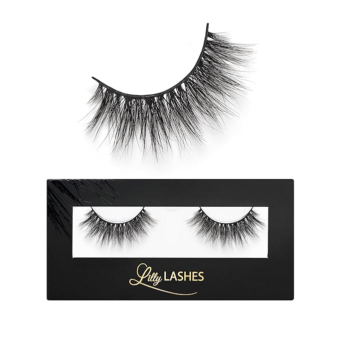 Lilly Lashes Miami 3D Mink Lashes, False Eyelashes Natural Look, Mink Eyelashes for Wispy & Natural Look, Reusable Up to 25 Wears, Fluffy Lashes