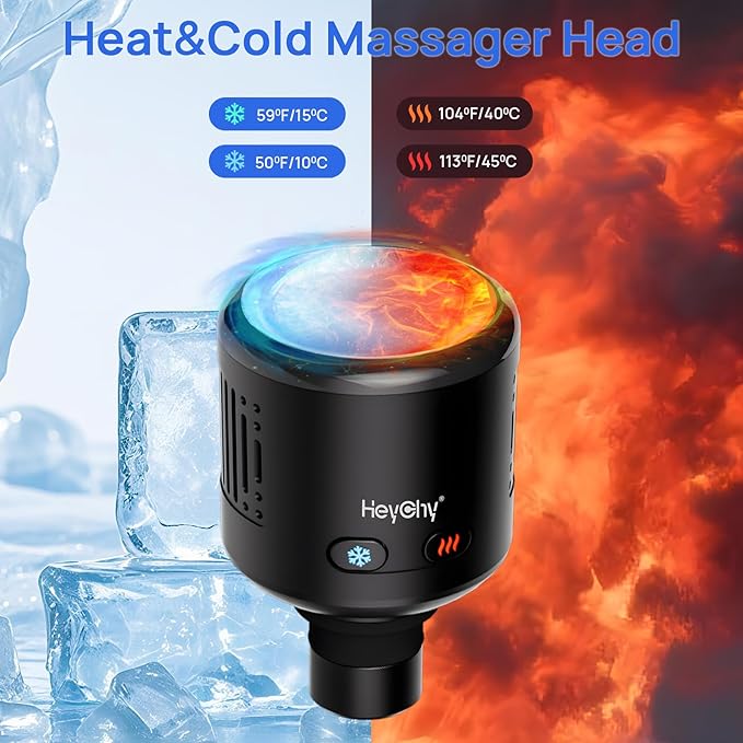 Massage Gun Head with Heat and Cold,Relief Muscle Pain Massage Gun Accessories,Deep Tissue Sports and Fitness Massager Heads,Rechargeable Massager Head,2025 Gifts for Man&Women