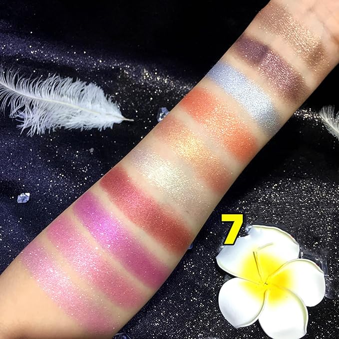 Glitter Eyeshadow Palette, 10 Colors Sparkle Shimmer & Matte Eye Shadow Highly Pigmented Waterproof Long Lasting Makeup Set (Color 7)