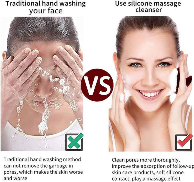 VWMYQ Silicone Face Scrubber for Men Facial Cleansing Brush Silicone Face Wash Brush Manual Waterproof Cleansing Skin Care Face Brushes for Cleansing and Exfoliating (red)