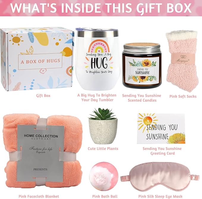 9 Pcs Self Care Gifts For Womens, Get Well Soon Gift For Women,Thinking Of You Gifts For Women,Care‘s Package For Womens Get Well Gift For Women's After Surgery Sick Friend