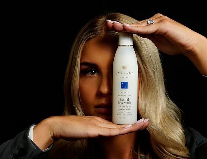 GUNILLA Herbal Face Wash - Very Gentle Daily Cream Cleanser for Dry, Normal, Sensitive Skin. Removes Dirt, Oil & Impurities. Plant-Based. Vegan. Natural. Concentrated 6.7 oz