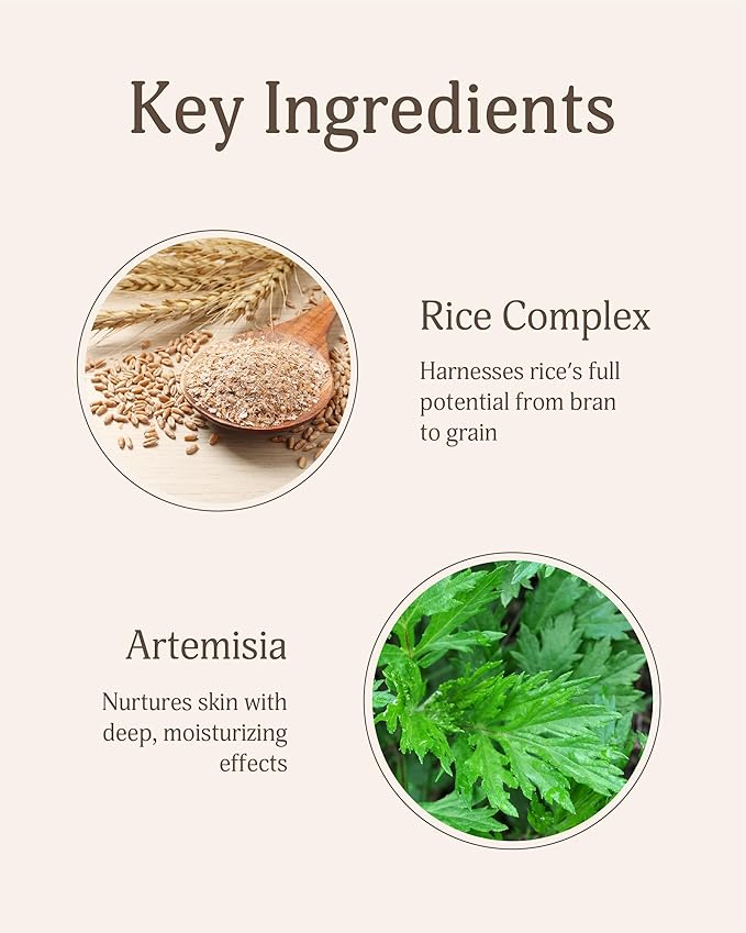 Rice Artemisia Foam Cleanser (Pack of 1, 5.1fl oz) - Gentle Moisturizing Face Wash for Sensitive Skin. Daily Hydrating Facial Foam for Radiant, Smooth Skin. Korean Skin Care