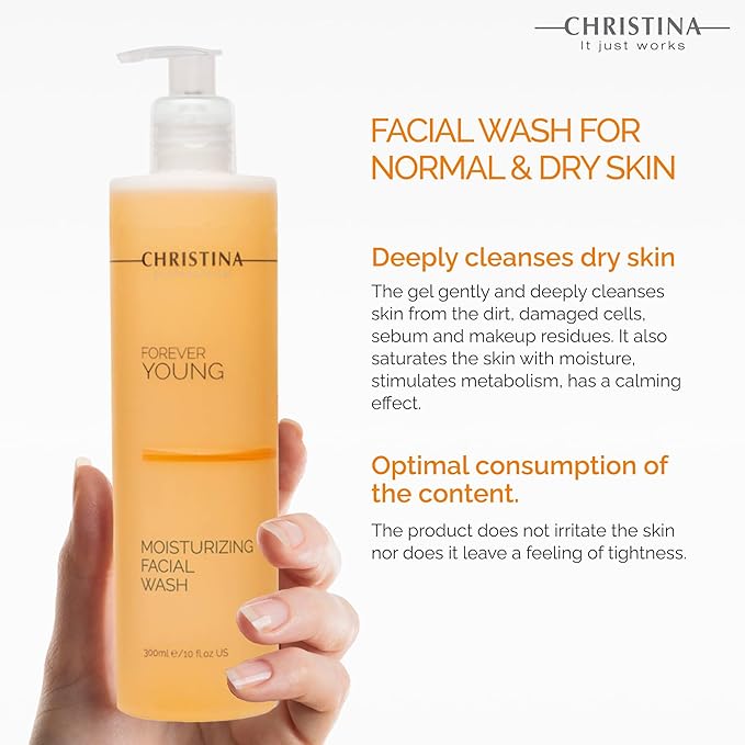 -CHRISTINA- Forever Young Moisturizing Face Wash - 300ml - Gentle Cleansing Botanical Based Facial Cleanser - Suitable for Combination, Normal and Oily Skin Types