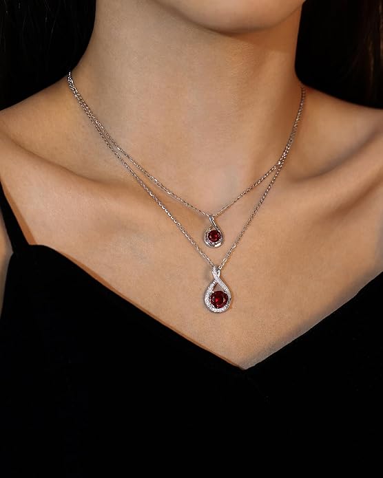 FANCIME Birthstone Necklaces for Women Fine Jewelry Sterling Silver Dainty Infinity Pendant Anniversary Birthday Christmas Gifts for Her Wife Mom Lady Daughter, Chain 16"+2" Extend