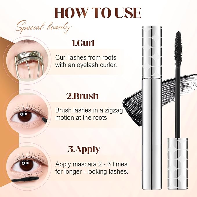 Mascara for Older Women 60 Plus, 2025 New Mascara Volume and Length for Mature Women with Thinning Lashes, Waterproof Long Lasting for Eyelash Makeup (2Pcs Black)
