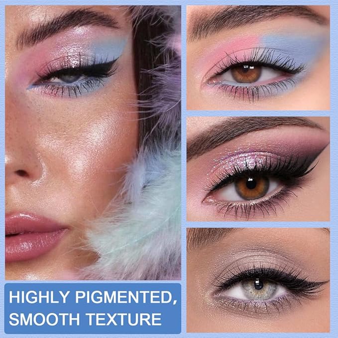 Pink Brown Matte Shimmer Eye Shadow Palette for Eye Makeup, High Pigmented Neutral Nude Silver Shadow Primers Powder Palet de sombras de ojos for Long Lasting Naturing-Looking