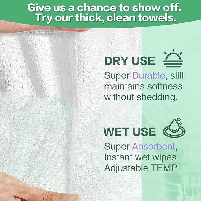 Clean Towels, 100% USDA Biobased Face Towel, Thickened, Multipurpose Towel, Facial Wash And Dry, Makeup Remover Dry Wipes, Disposable Face Towels, 3 Pack (210 Count) 8 x 8 Inches