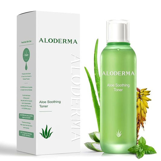 Aloderma Soothing Facial Toner Made with 91% Organic Aloe Vera, Alcohol Free Toner for Face for Sensitive Skin with Allantoin and Hyaluronic Acid - Natural Aloe Face Toner for Dry, Red Skin - 4.2oz