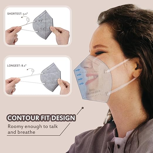 KN95 Face Masks 50 Pcs, 5-Ply Protection Grey KN95 Mask, Disposable Face Masks for Adults