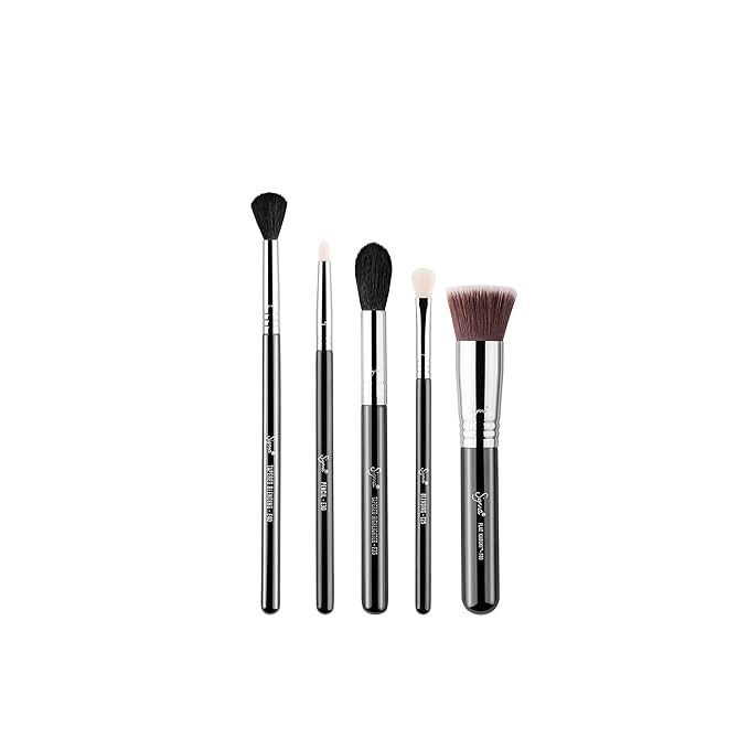 SIGMA Beauty Most Wanted Makeup Brush Set – Set of 5 Favorite Makeup Brushes for Foundation, Highlighter, Eyeshadow, Pencil Liner, and Blending (5 pcs)