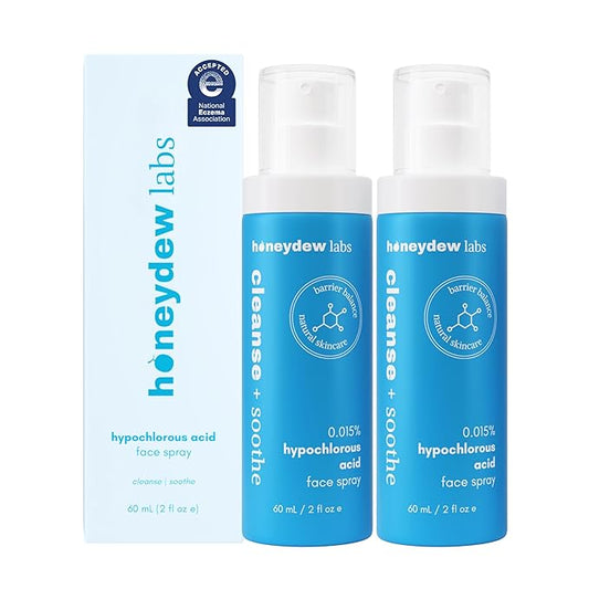Honeydew Labs - Hypochlorous Acid Spray - HOCL - Hypoallergenic Skin Toner Cleanse and Soothe Sensitive Face - Acne - Eczema - Bacne - Eyelid - Pre Post Workout (Mini Bundle Pack - 2fl + 2 fl)