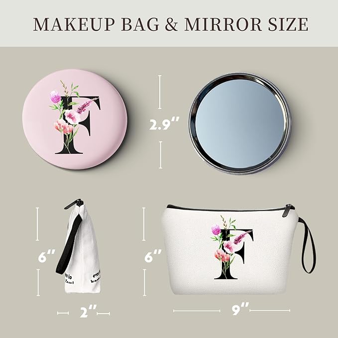 Birthday Friendship Womens Bridesmaid Proposal Coolest Gifts for Sister Teacher Coworkers Bride Personalized Travel Makeup Cosmetic Bag with Mirror Valentines Mothers Day Christmas Graduation F