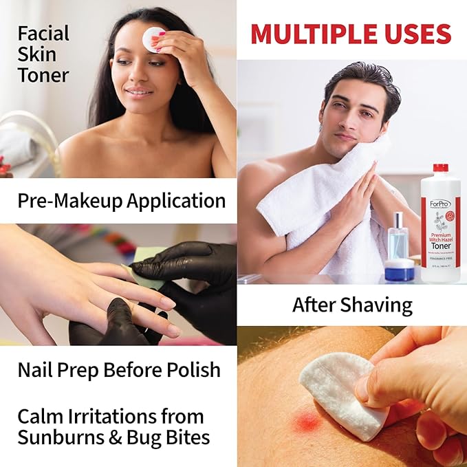 ForPro Premium Witch Hazel Toner, Alcohol-Free, Naturally Soothe, Tone & Hydrate Skin, Vegan, Fragrance-Free, 32 Fl Oz