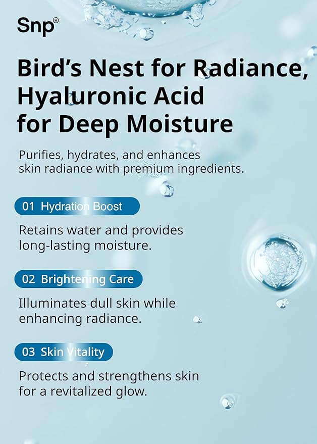 SNP 1000mg Bird's Nest + Hyaluronic Acid Ampoule Sheet Mask | Hyaluronic Acid Sheet Mask | Maximum Hydration and Protection for All Dry Skin Types | Korean Skincare Facial Mask | 10 Sheets