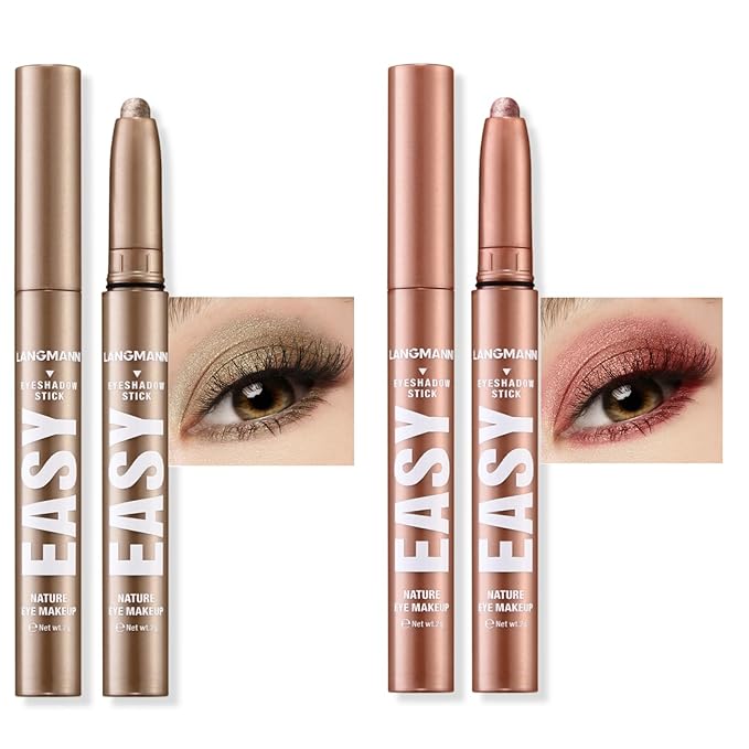 Jolilab Eyeshadow Stick Set, 2 Colors Matte Professional Bright-Colored Contouring and Highlight Eyeshadow Stick, Cream Waterproof Long Lasting High Pigmented Eye Shadow. (2, 11+12)