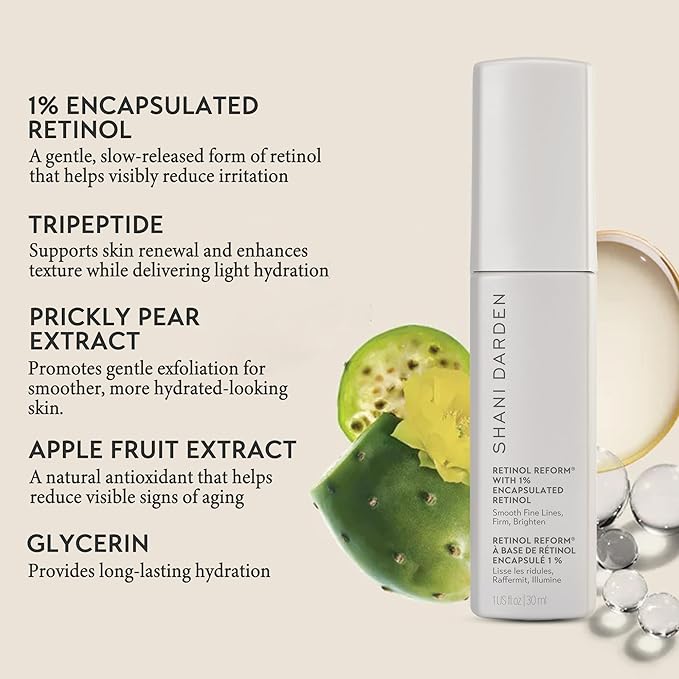 SHANI DARDEN SKIN CARE Retinol Reform with 1% Encapsulated Retinol Serum for Face & Neck, Gentle Slow-Release Face Serum with Tripeptide for Wrinkles, Fine Lines & Uneven Tone, 1 fl oz