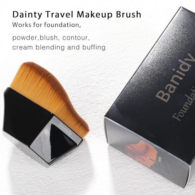 Premium Foundation Brush, Beauty Blender Brushes for Blending Liquid Hexagon Face Blush Liquid Powder Foundation Brush with Protective Case