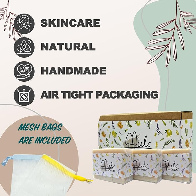 Natural Handemade Bar Soap for Men and Women with Essential oils, Scented Bar Soaps for Bath, Fragrance Regular Use Gift Set (Pack of 3) Calendula