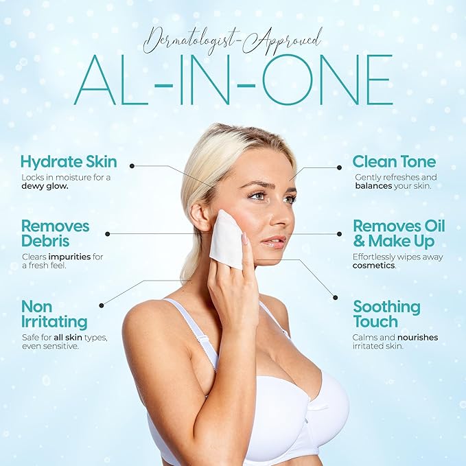 Facial Cleansing Wipes. Pack of 50. Facial Cleansing Wipes for Women | Gentle Makeup Remover.