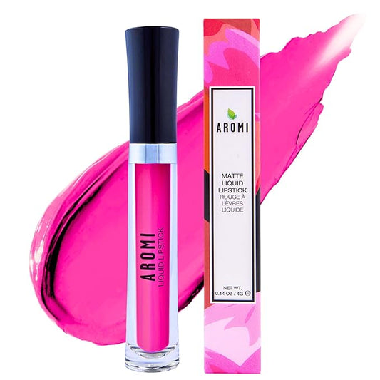 Aromi Neon Magenta Liquid Lipstick | Bright, Hot Pink Lip Color for Women, Vegan, Long-lasting, Long Wear (Electric Orchid)