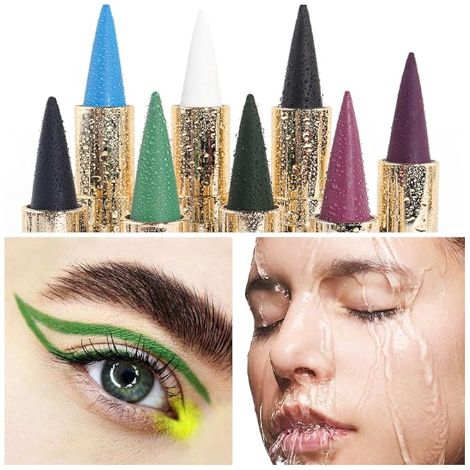 evpct 1Pcs Dark Green Gel Eyeliner Pencil Eye Black Face Paint Stick Makeup Set Waterproof Matte Cream Crayon Eyeliner Pencil Set Cat Eye Liners Eyeshadow Guide delineador de ojos contra el agua