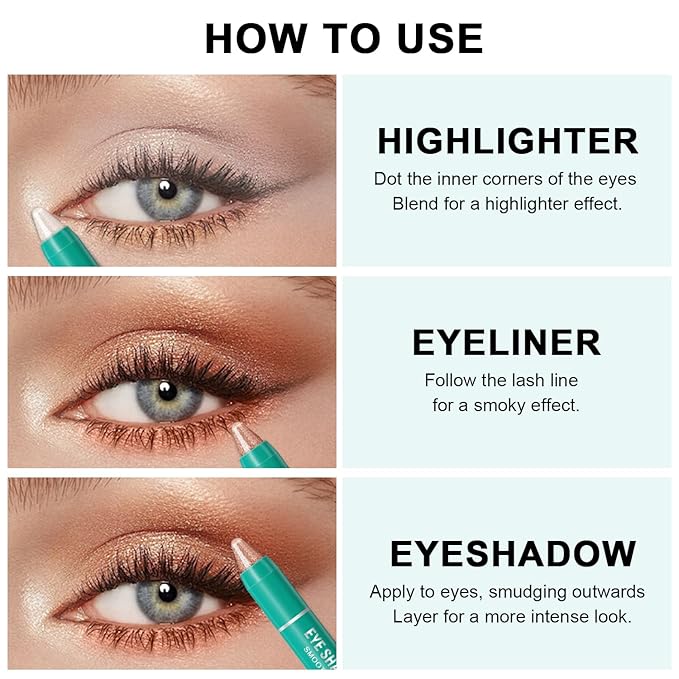 8Pcs Eyeshadow Stick, Cream Eye Shadow Brightener Sticks Set for Eyes, Champagne Pearl Taupe Bronze Cocoa Stone Putty Smoky Amethyst Shimmer Matte Pencil Eye Eye Liner Makeup Waterproof (SET A)