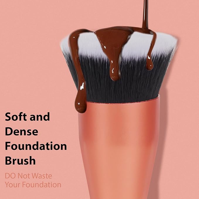 Daubigny 1.5" Top Diameter Foundation Brush - Premium Makeup Brush, Perfect For Foundation, Cream, Buffing, Blending (Red)