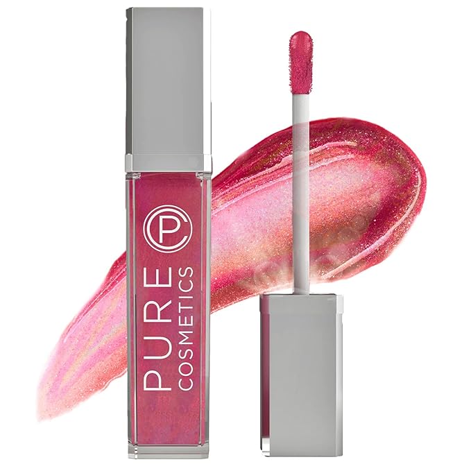 Pure Illumination Light-Up Lip Gloss with LED-Lit Applicator Brush + Side Mirror, Non-Sticky, Moisturizing Hydrating Lip Glosses with Lanolin, Jojoba Oil, & Vitamin E, Razzmatazz