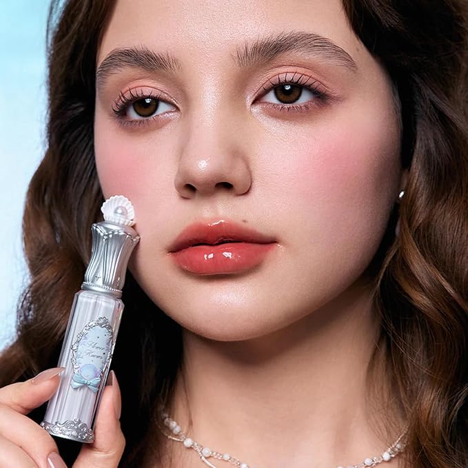 Flower Knows Shell's Jewel Nourishing Lip Glaze,Hydrating Lip Gloss with Hyaluronic,Moisturizing Plumping Oil,Non-Sticky Formula,0.16 fl.oz(P09 Coral Conch)