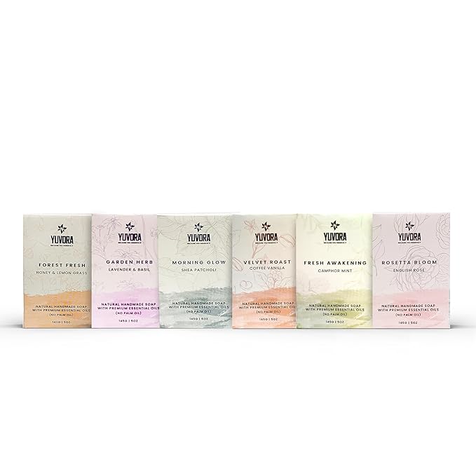 6 Pcs Men Natural Handmade Body Soaps 5 OZ Pack Set Rugged Essence Long lasting Fragrance Luxurious Scents with Natural Ingredients – Sulfate & Paraben Free, Vegan Soap