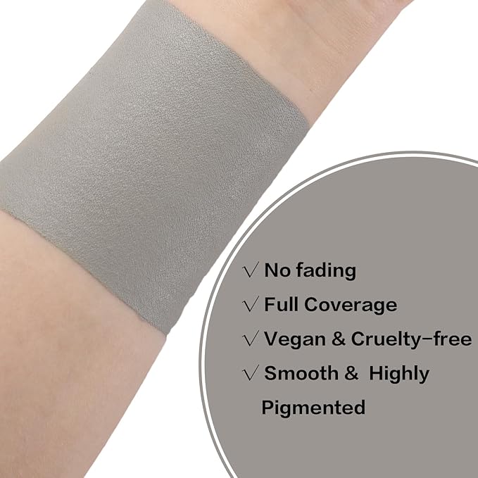 BADCOLOR Grey Face Body Paint Stick, Cream Gray Eye Black Full Body Paint Sticks, Professional Face Paint for Halloween SFX Makeup Cosplay Joker Zombie Vampire Costume Parties