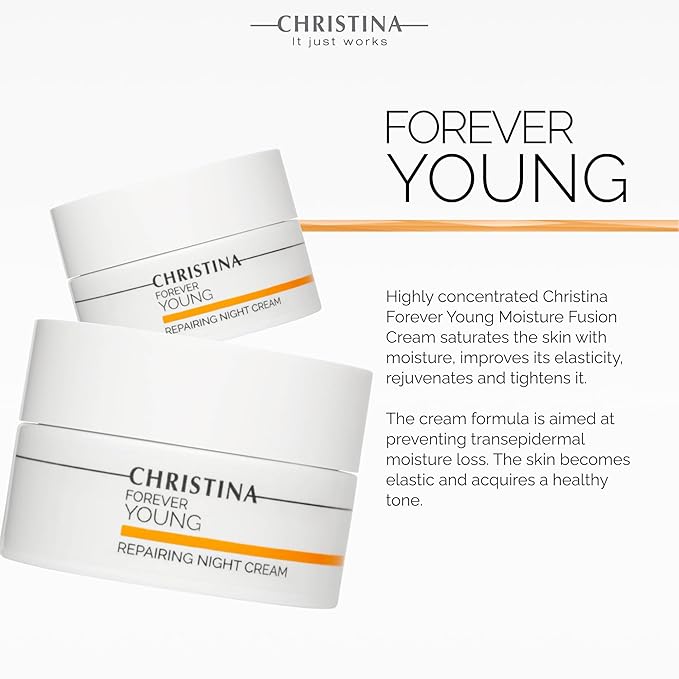 -CHRISTINA- Forever Young Repairing Night Cream - 50ml - Lightweight & Non-Oily Retinol Cream with Peptides, Vitamins A & E for Overnight Hydration - For All Skin Types