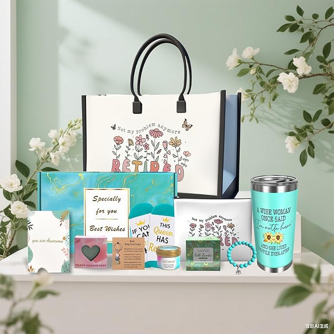 2025 Retirement Gift Set for Women - 13PCS Luxury Bundle with Tote Bag, Makeup Pouch, Tumbler, Candle, Bath Bombs, Soap& More - Perfect Going Away Gifts for Coworkers, Teachers, Nurses, Boss & Friends
