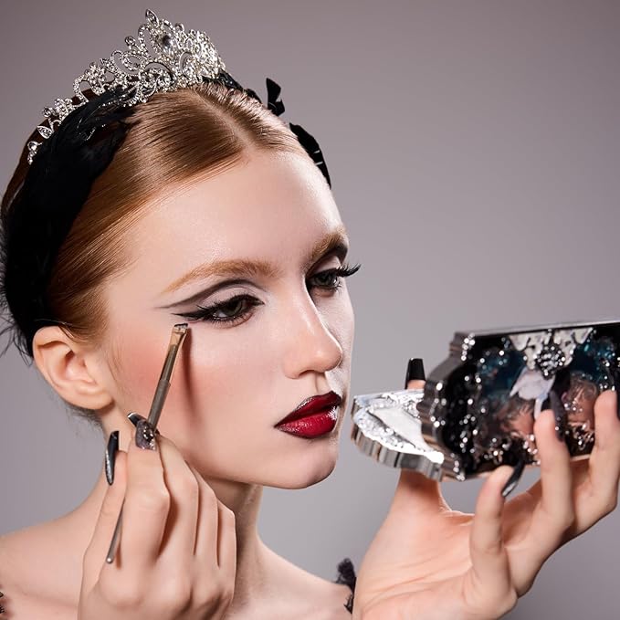 Flower Knows Swan Ballet 8-Piece Makeup Gift Box Set,Matte Lipstick + Shine Lipstick + Blush+ Eyeshadow Palette + Hand Mirror + Hair Clip + Blush Brush +Gift Box,Gift for Women & Girls