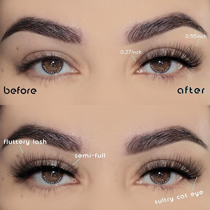 Natural Lashes Wispy Eyelashes Fluffy Mink Lashes Naturl Look Small Strip Eyelash 10 Pairs Short Lashes Pack Lightweight Cat Eye Lash Strips Set (Fluttery Lash | 10-17mm)