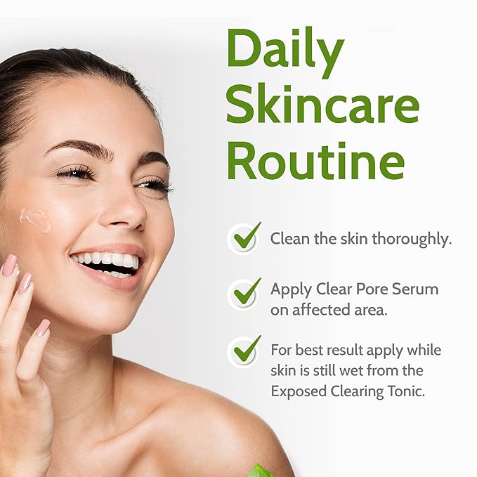Exposed Skin Care, Clear Pore Serum with 1% Salicylic Acid for Sensitive and Oily Skin – Gently Clears Blackheads, Minimizes Pores and Reduces Excess Oil – Natural, Non-toxic and Cruelty Free