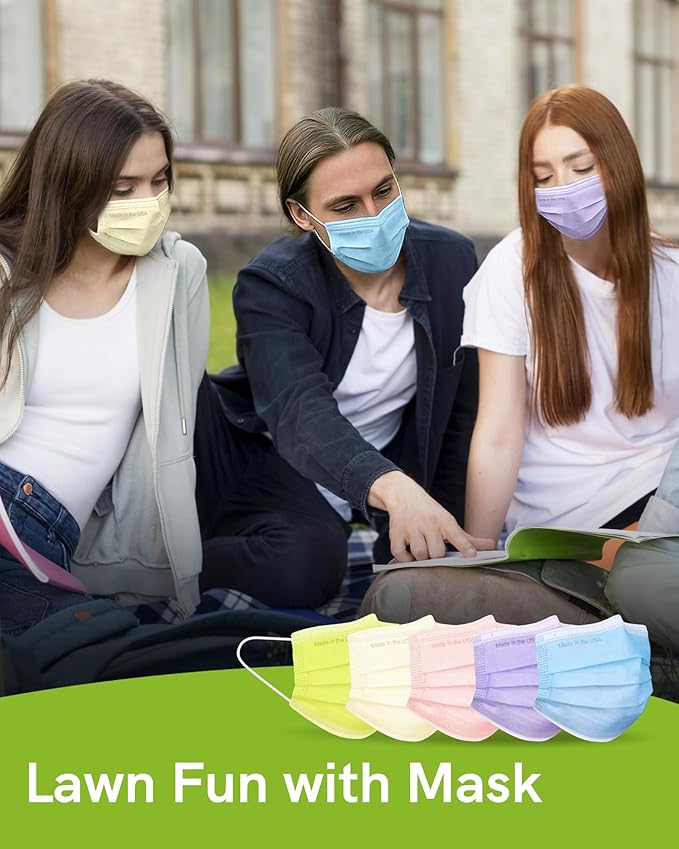 FriCARE Disposable Face Masks, 3-Ply ASTM Level 3 Medical Grade, FSA/HSA Eligible, Breathable & Comfortable for Allergy/Sun Protection, 50 Pack Galaxy Candy