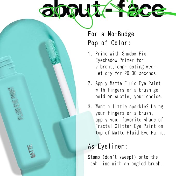about-face Matte Fluid Eye Paint Replicant – High-Pigment Liquid Eyeshadow, Long-Lasting, No-Budge Matte Finish, Vegan & Cruelty-Free (Aqua)